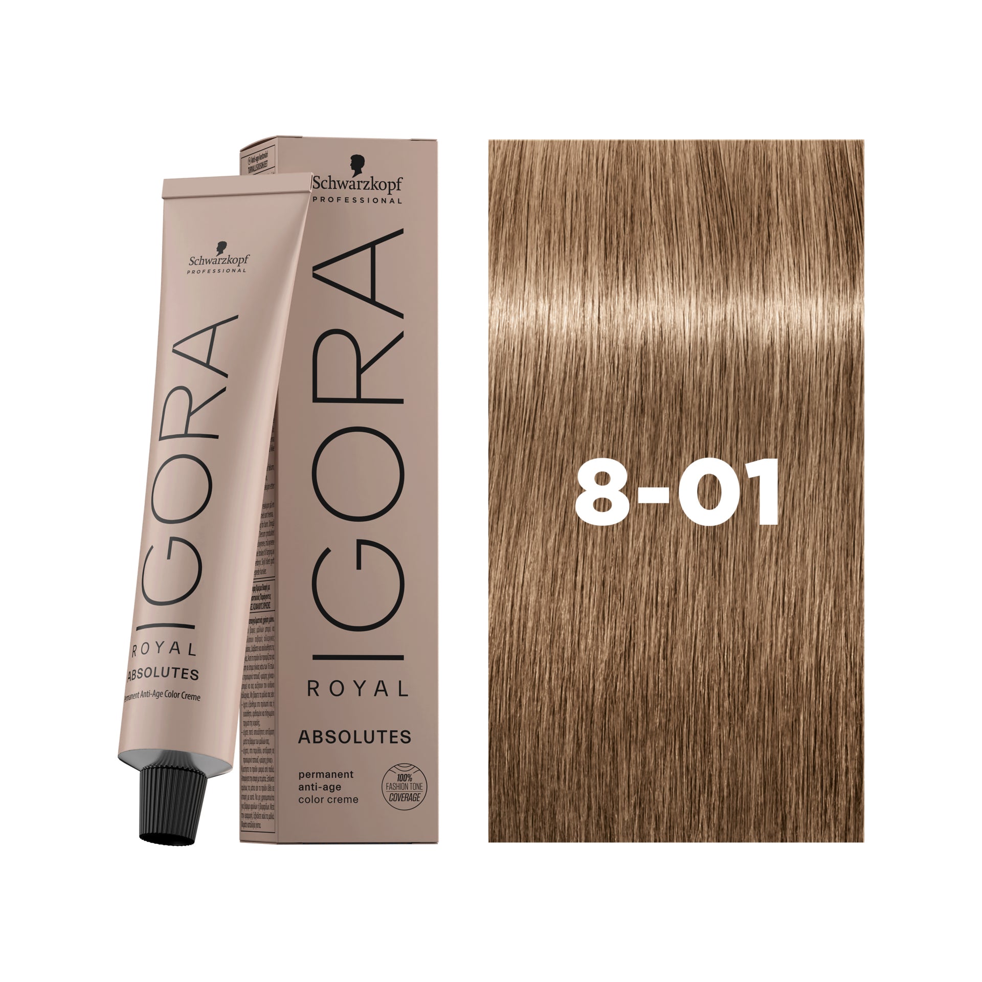 IGORA ROYAL ABSOLUTES Permanent Hair Color 8-01 Light Blonde Natural Cendré