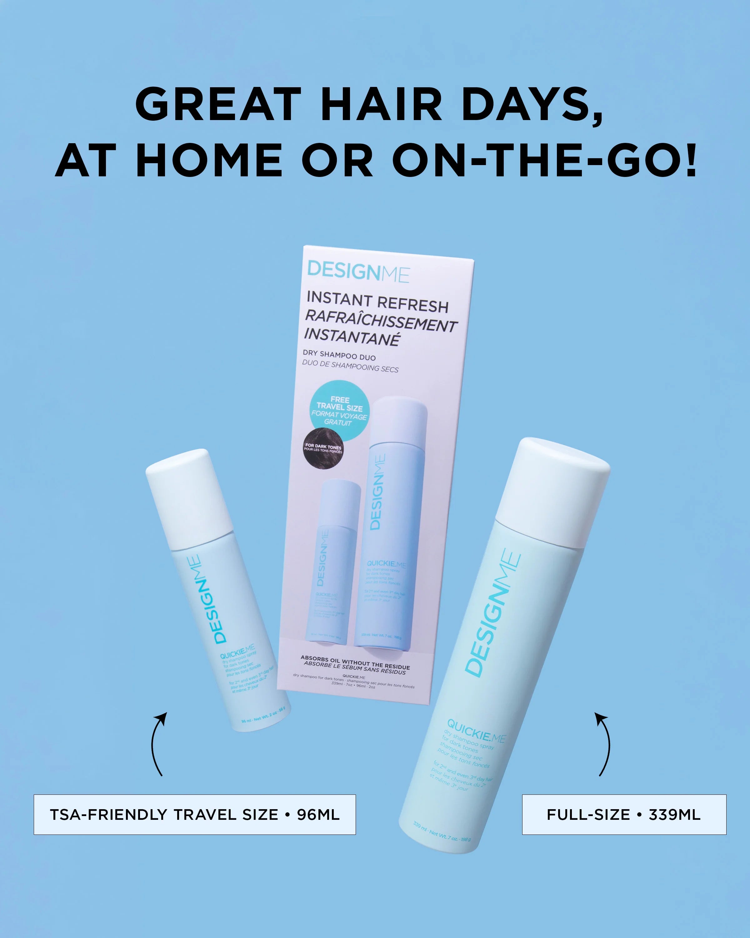 DESIGN.ME Instant Refresh Dry Shampoo Duo Dark Tones