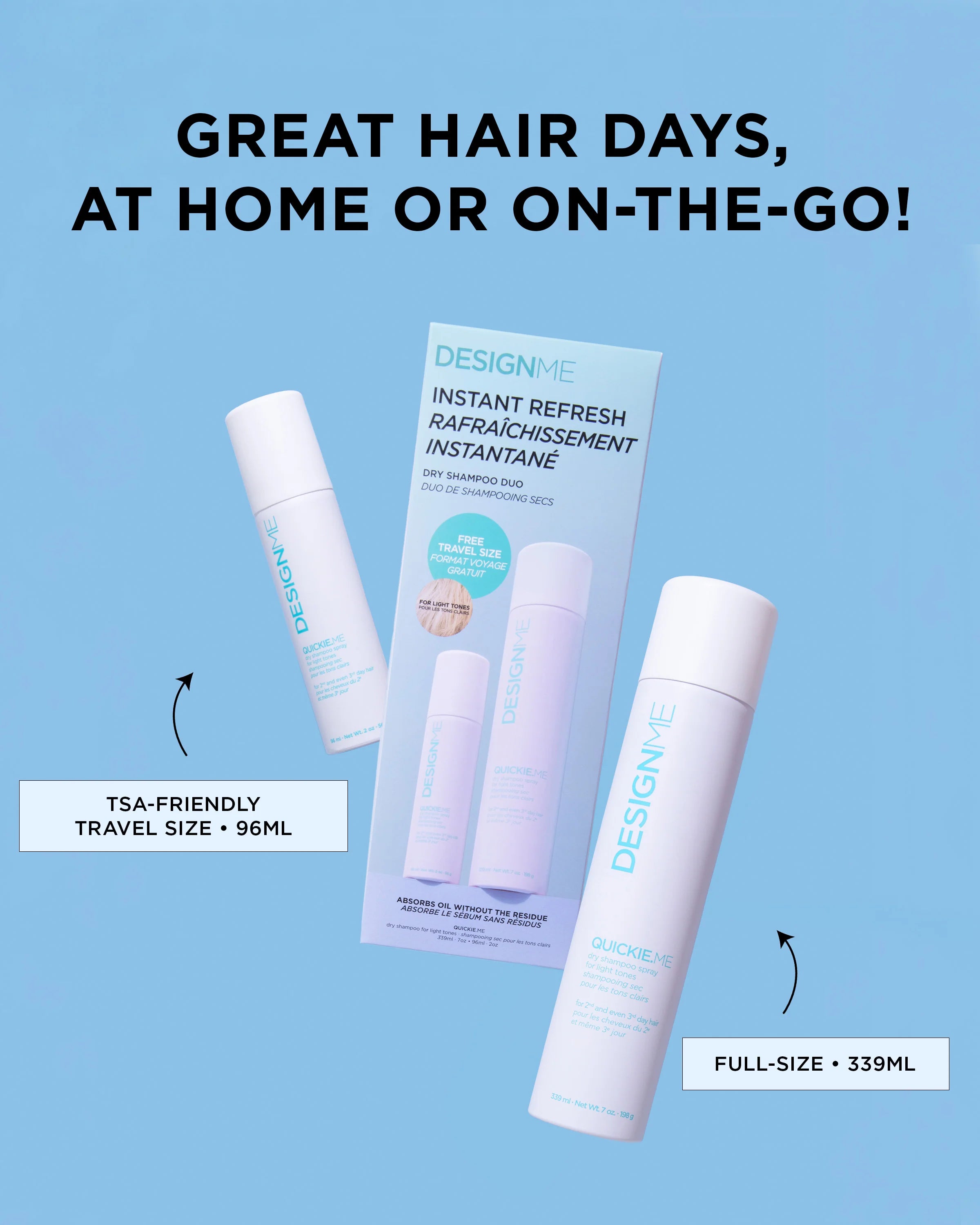 DESIGN.ME Instant Refresh Dry Shampoo Duo Light Tones