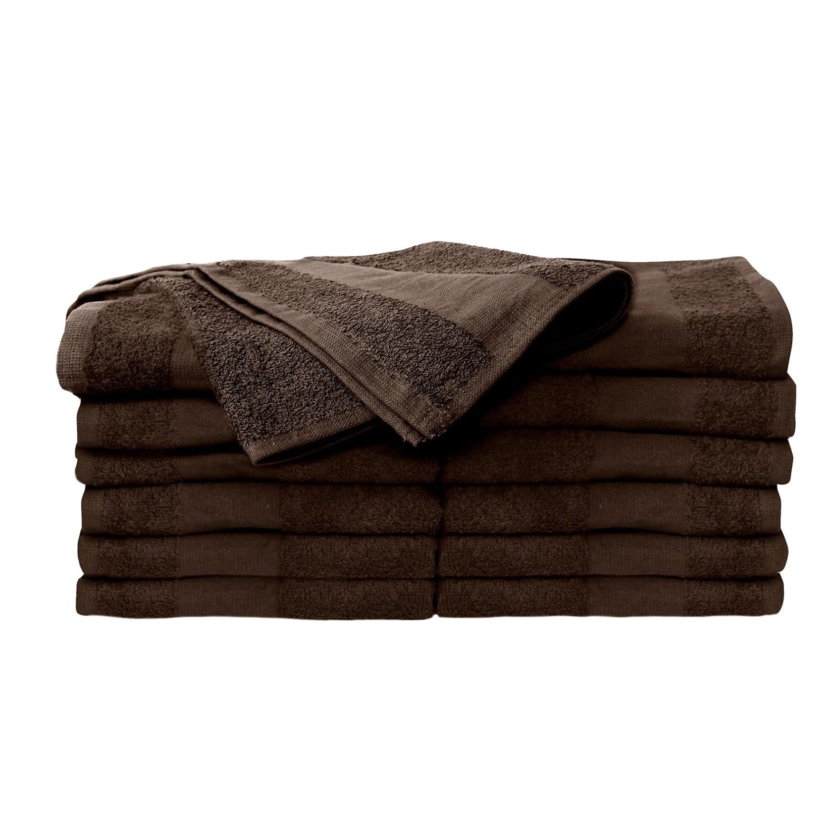 Bleach-Resistant Cotton Towels 25" x 16" / 12-Pack - Brown