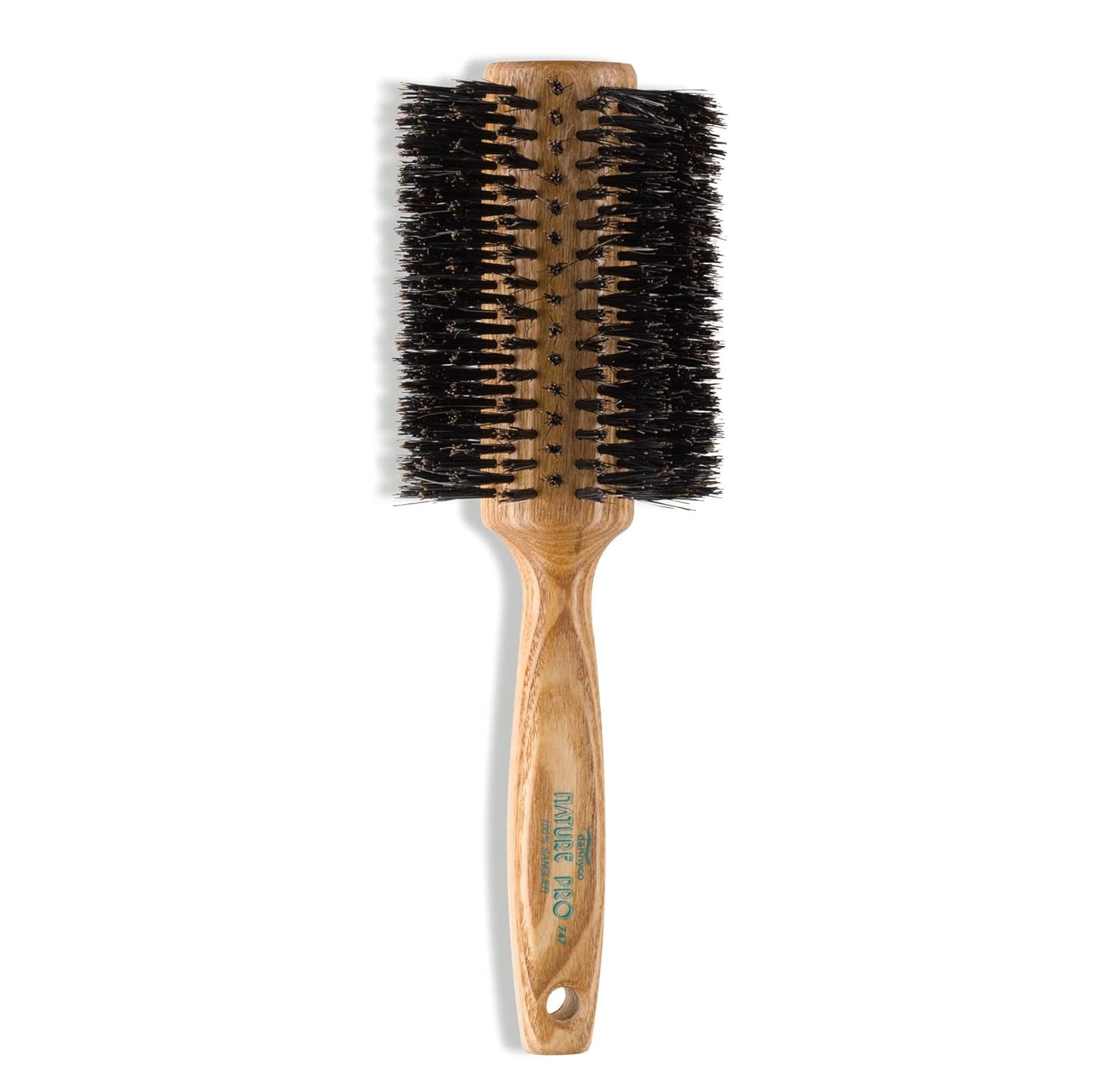 DANNYCO Nature Pro Circular Oak-Wood Brush - Natural Boar Bristles Jumbo  (20-Row)