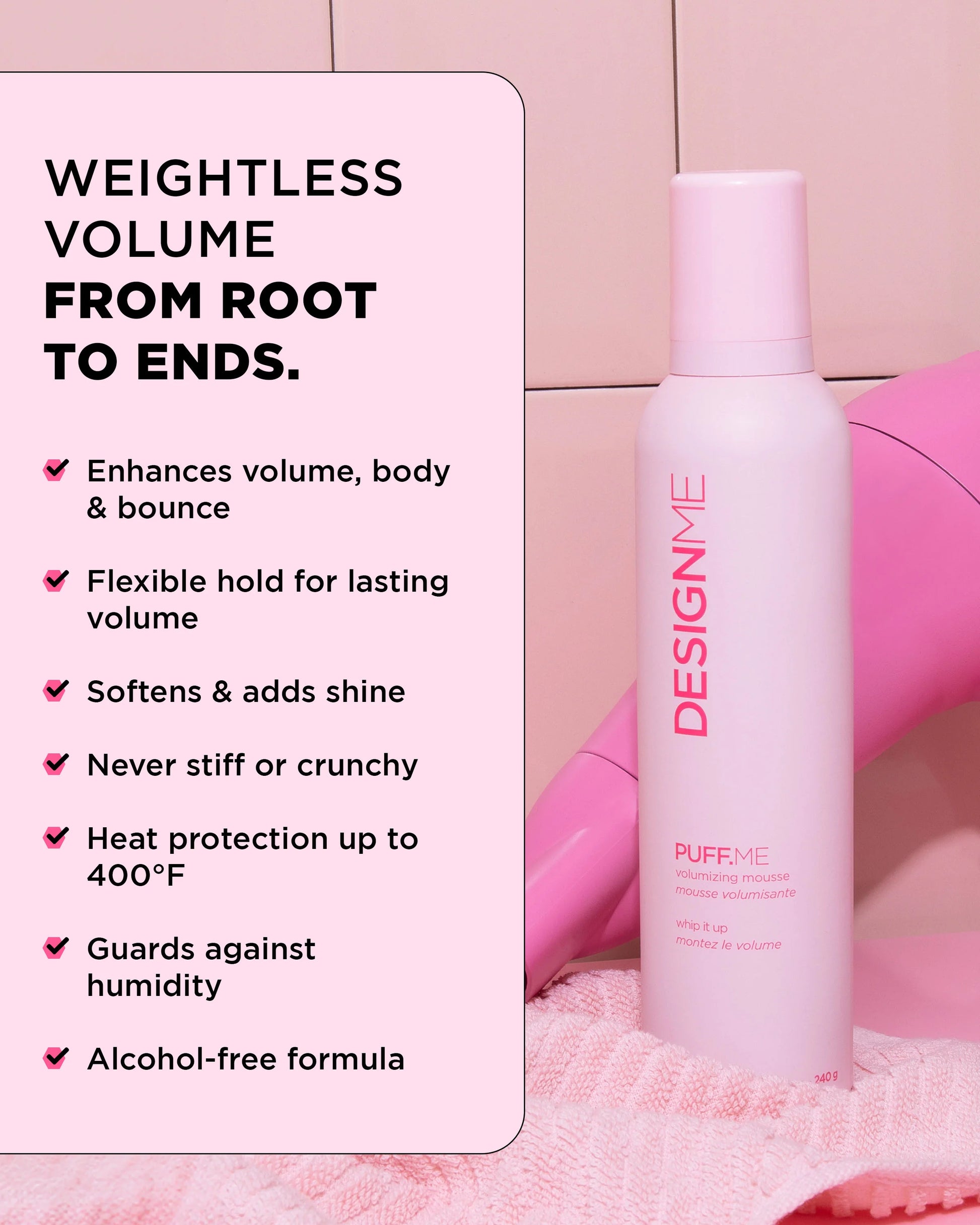 DESIGN.ME Puff.me Volumizing Mousse benefits