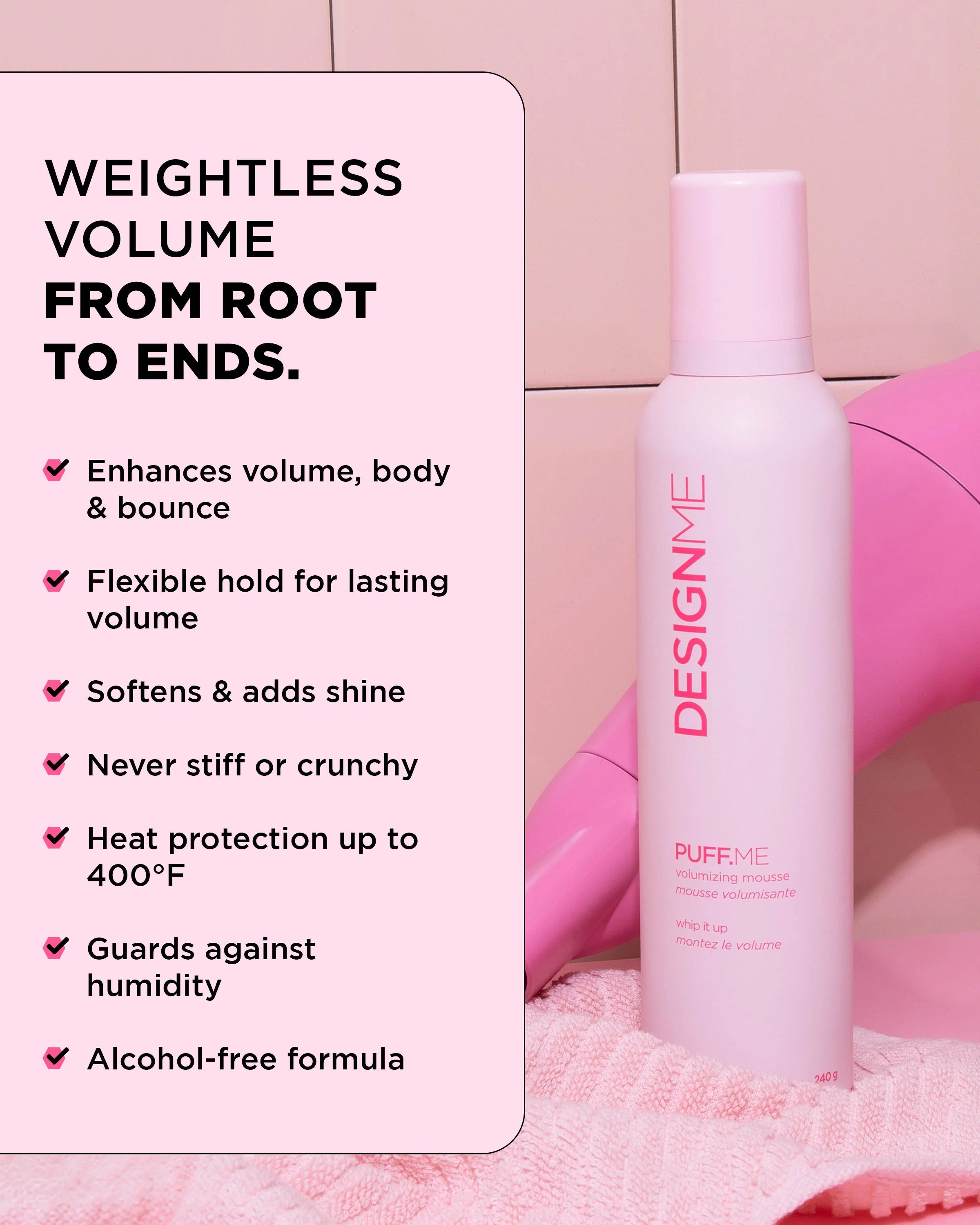 DESIGN.ME Puff.me Volumizing Mousse benefits