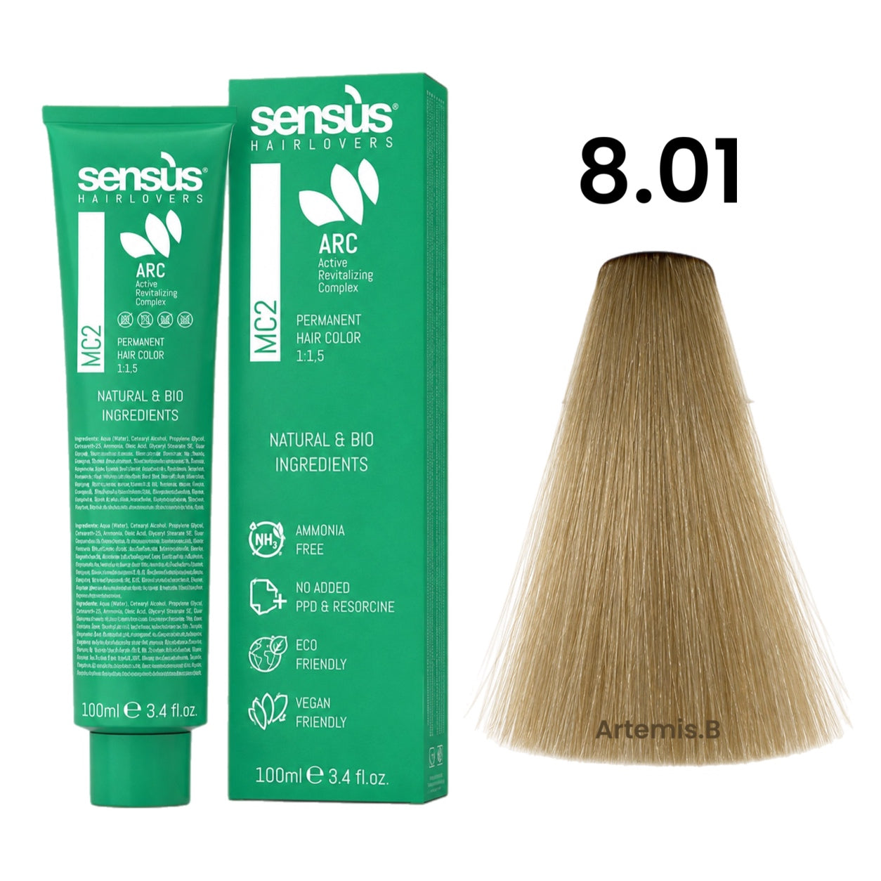 SENS.ÙS MC2 Ammonia Free Color Cool Natural 8.01 Cool Natural Light Blonde