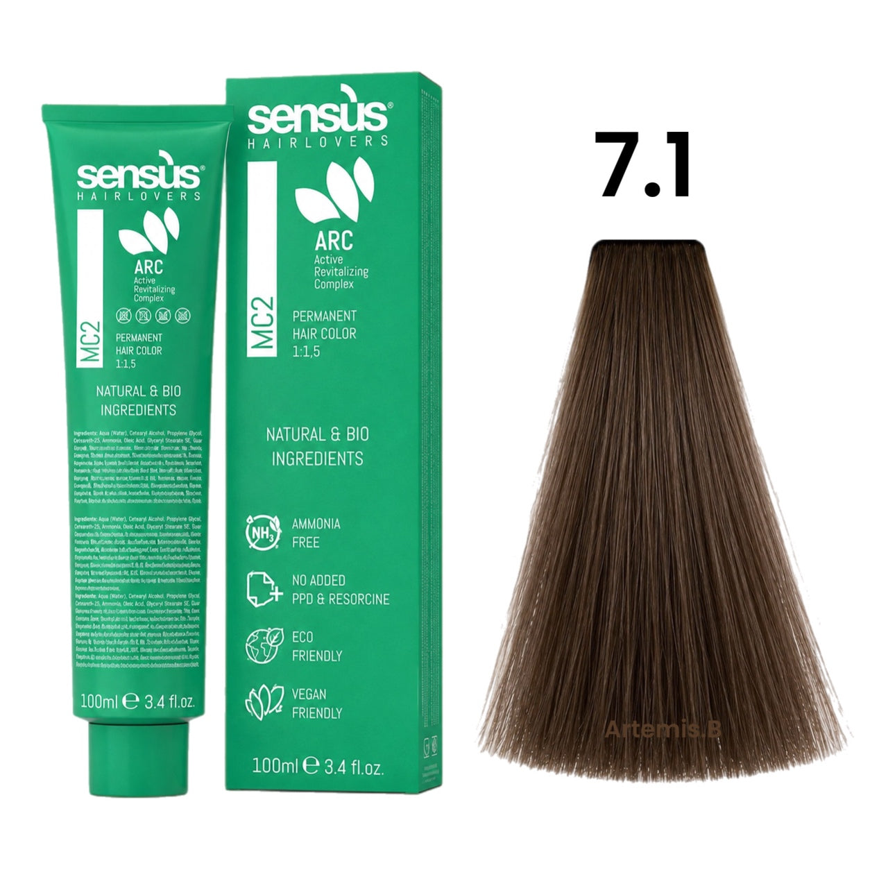 SENS.ÙS MC2 Ammonia Free Color 7.1 Medium Ash Blonde
