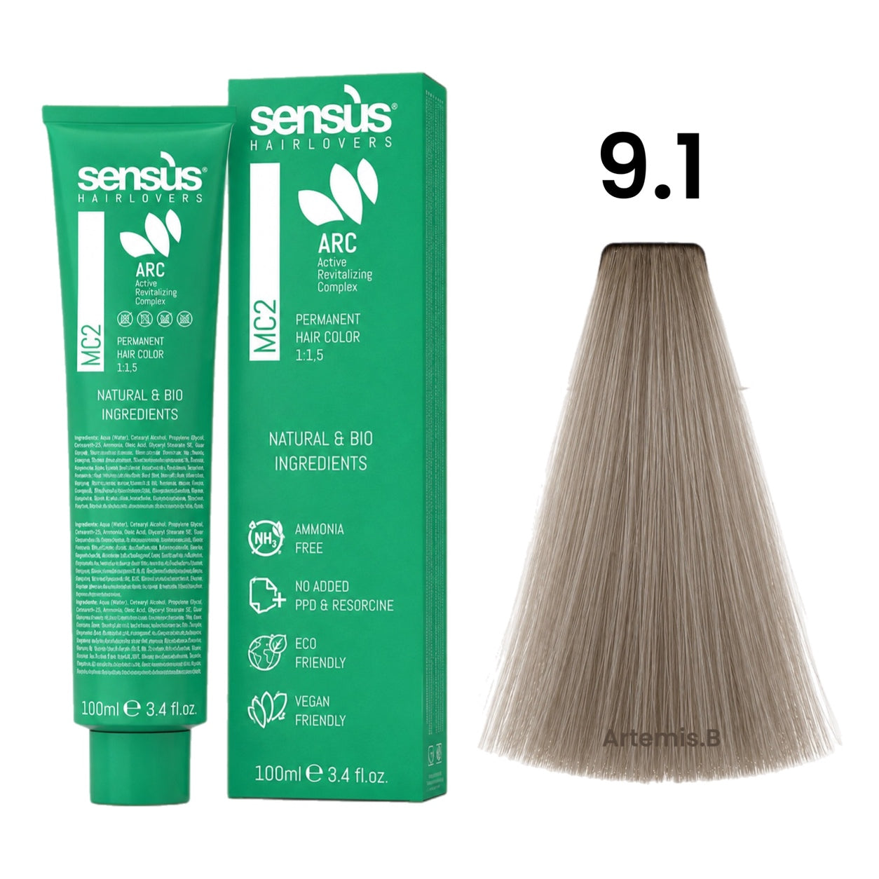 SENS.ÙS MC2 Ammonia Free Color 9.1 Very Light Ash Blonde