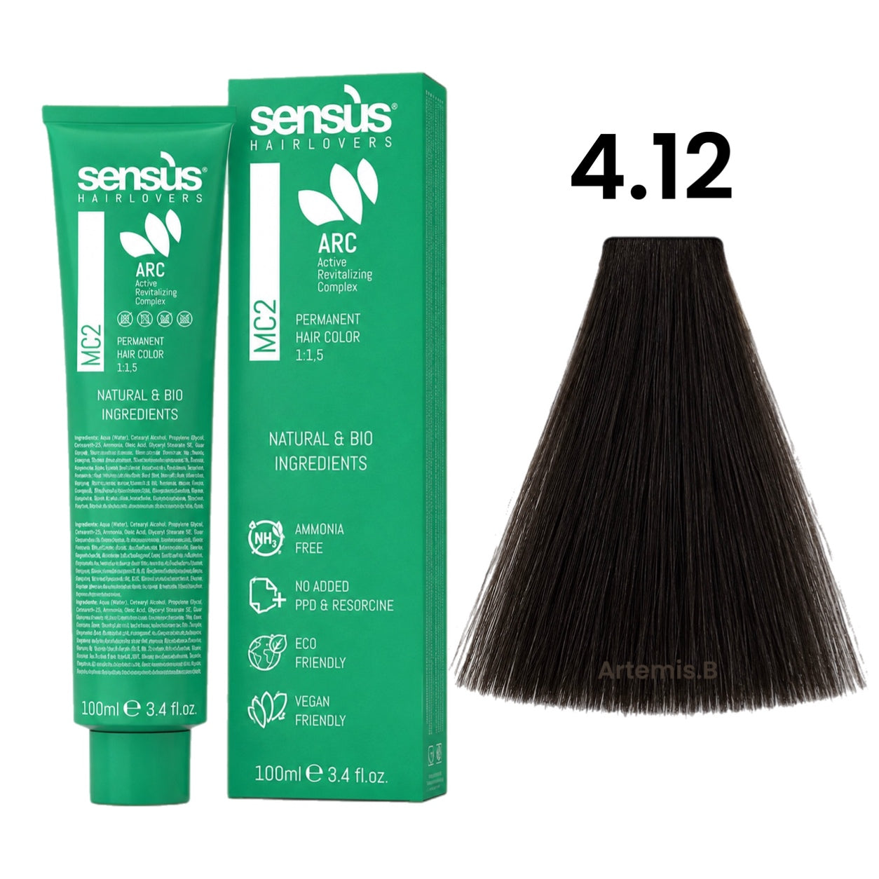 SENS.ÙS MC2 Ammonia Free Color 4.12 Ash Brown Chestnut