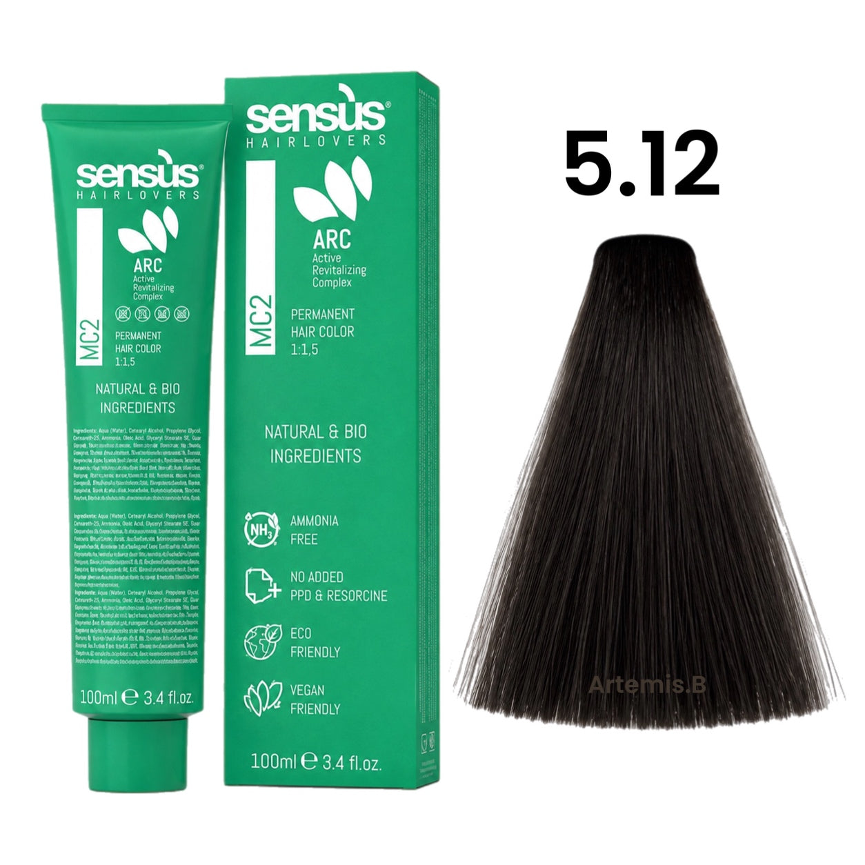 SENS.ÙS MC2 Ammonia Free Color 5.12 Light Ash Brown Chestnut