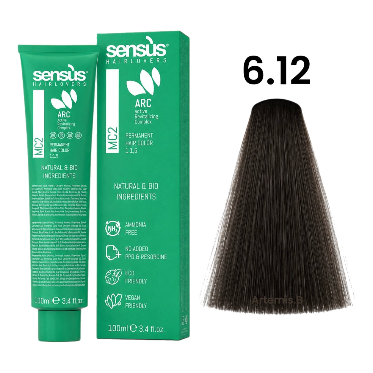 SENS.ÙS MC2 Ammonia Free Color 6.12 Dark Ash Brown Blonde