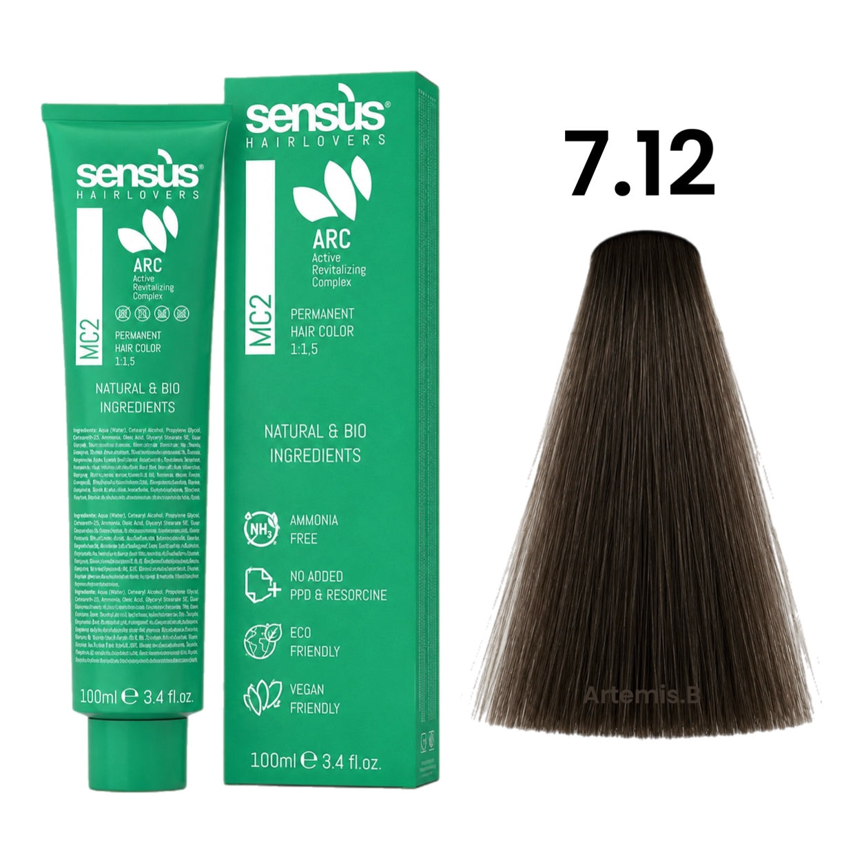 SENS.ÙS MC2 Ammonia Free Color 7.12 Ash Brown Blonde