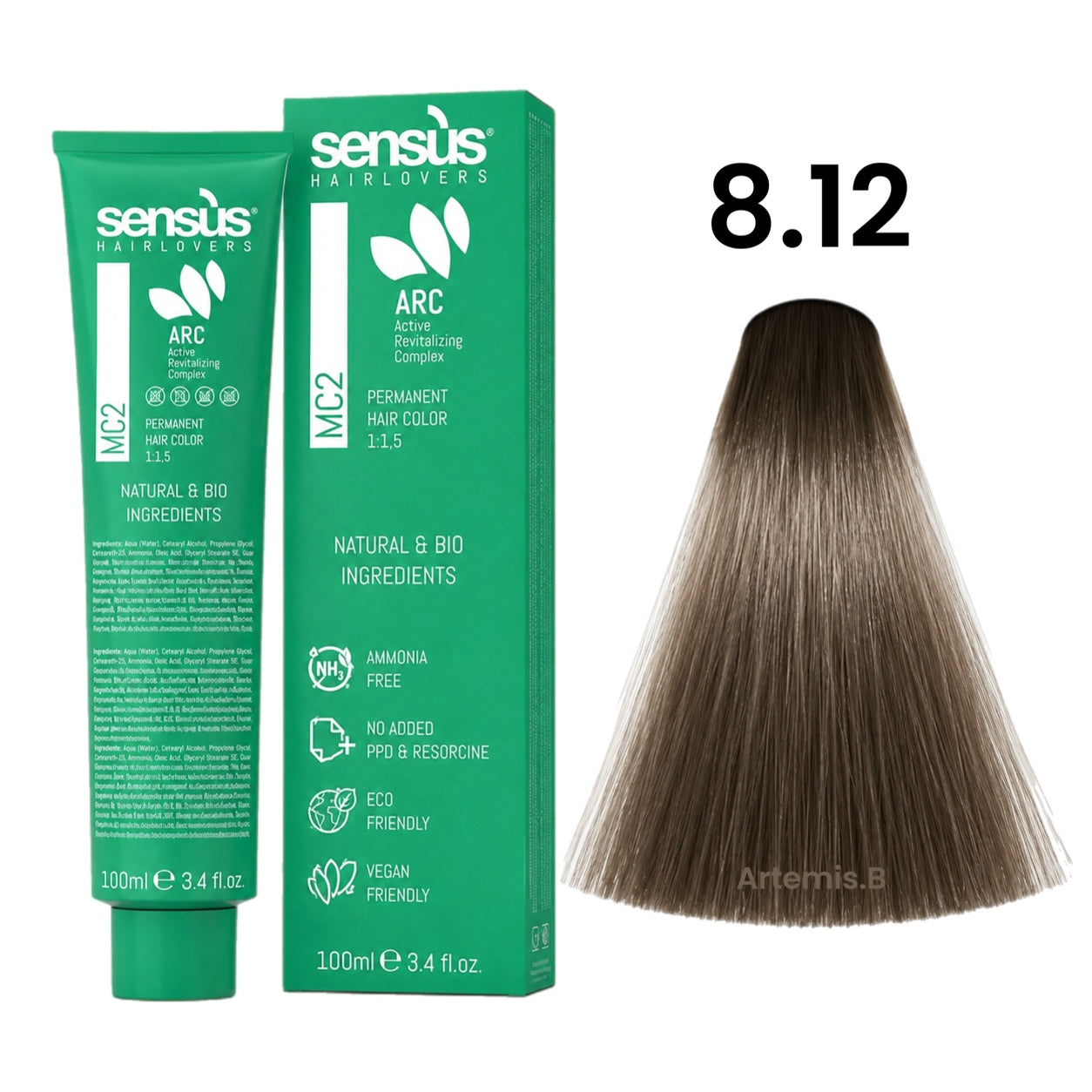 SENS.ÙS MC2 Ammonia Free Color 8.12 Light Ash Brown Blonde