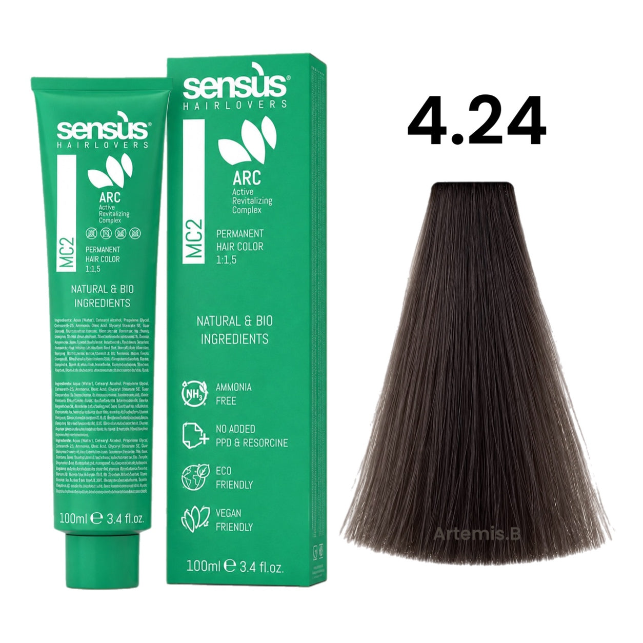 SENS.ÙS MC2 Ammonia Free Color 4.24 Medium Cold Brown Chestnut