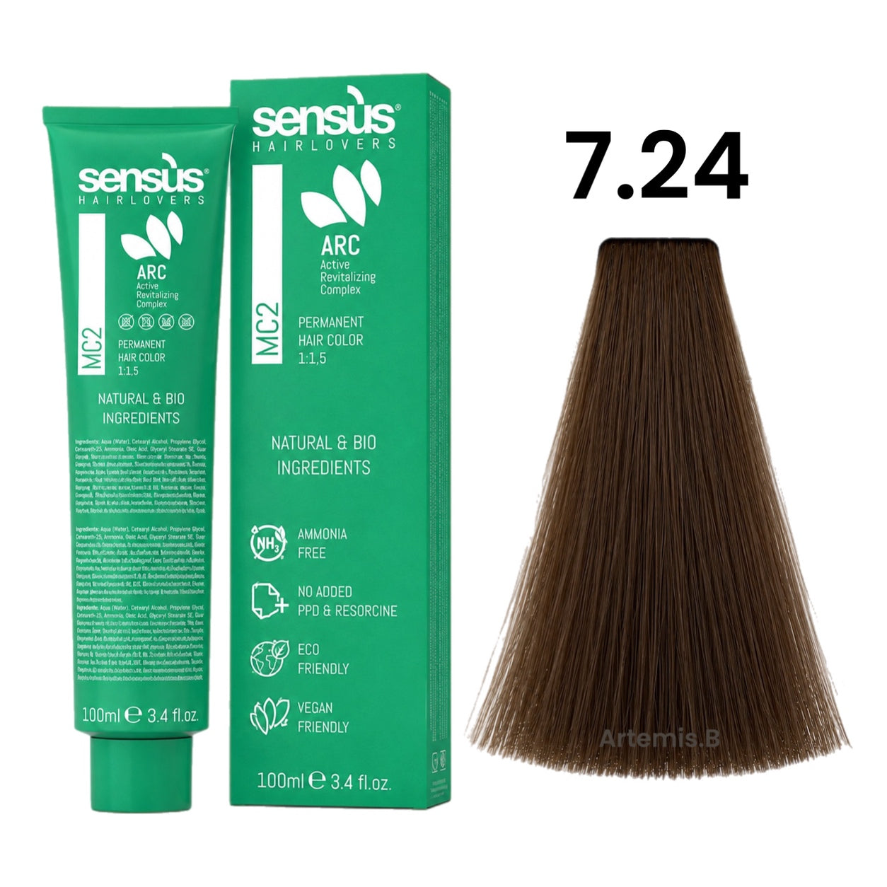 SENS.ÙS MC2 Ammonia Free Color 7.24 Medium Cold Brown Blonde