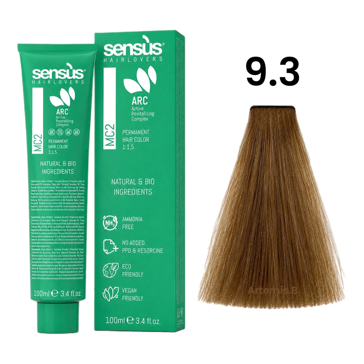 SENS.ÙS MC2 Ammonia Free Color 9.3 Very Light Golden Blonde