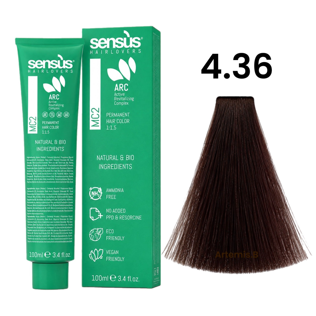 SENS.ÙS MC2 Ammonia Free Color 4.36 Medium Warm Brown Chestnut