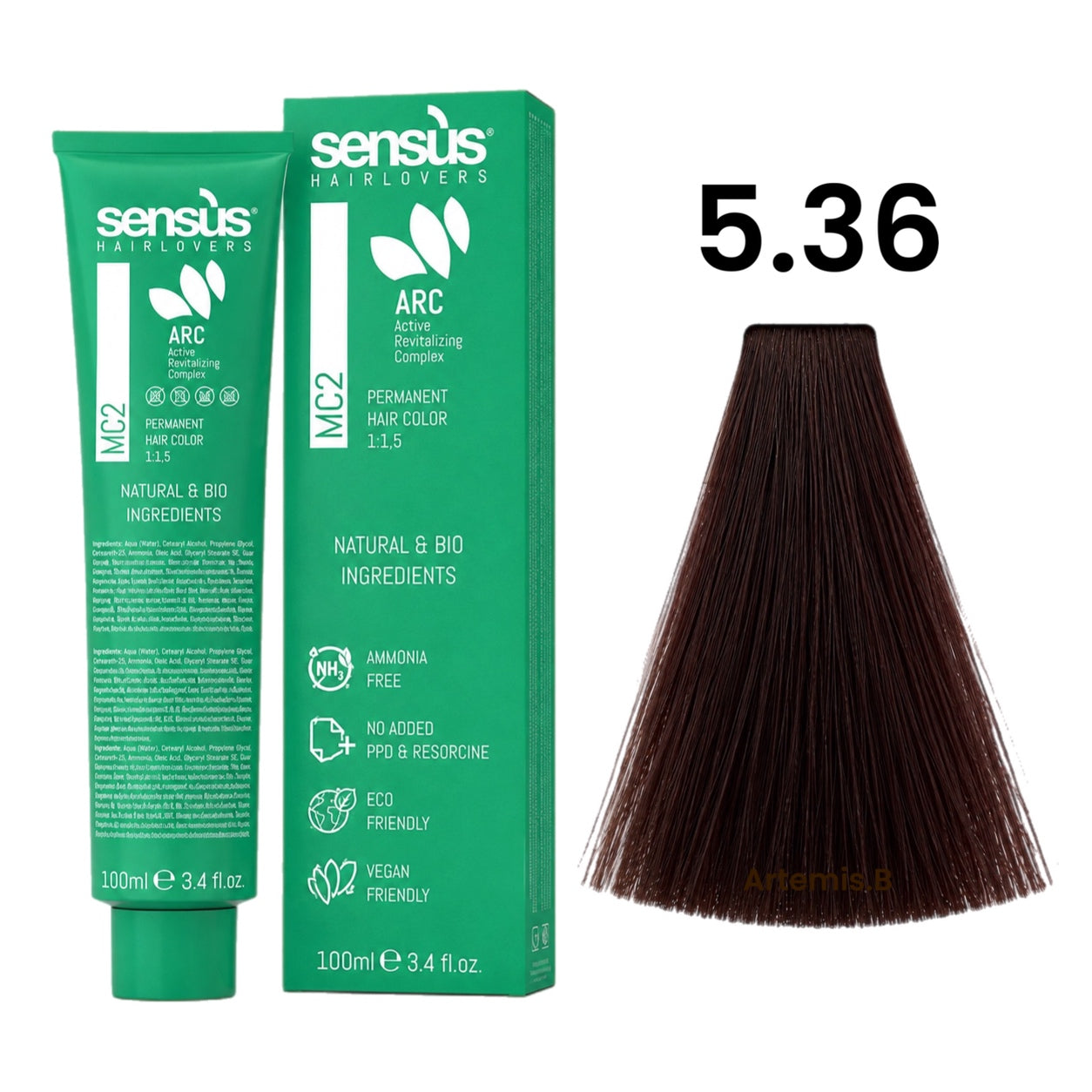 SENS.ÙS MC2 Ammonia Free Color 5.36 Light Warm Brown Chestnut