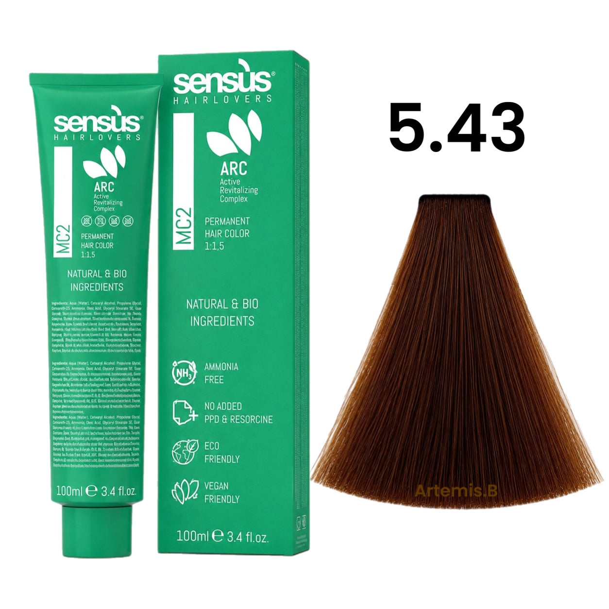SENS.ÙS MC2 Ammonia Free Color 5.43 Light Copper Golden Chestnut
