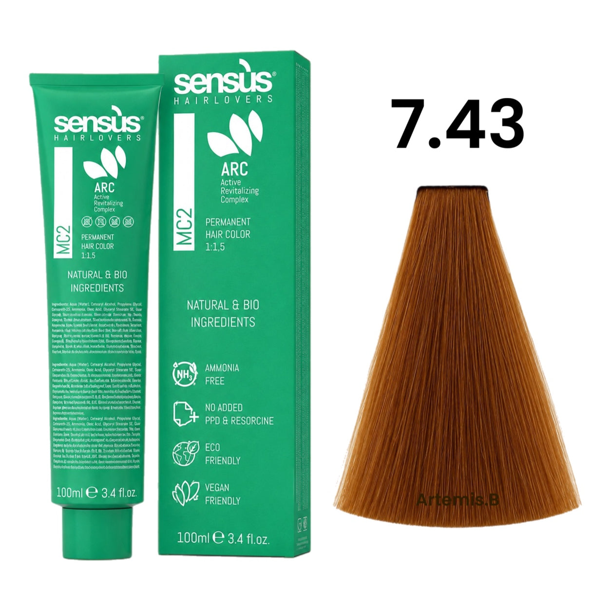 SENS.ÙS MC2 Ammonia Free Color 7.43 Medium Copper Golden Blonde