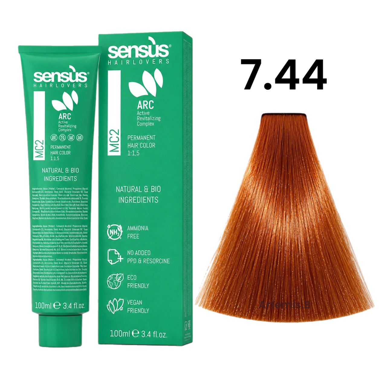 SENS.ÙS MC2 Ammonia Free Color 7.44 Medium Intense Copper Blonde