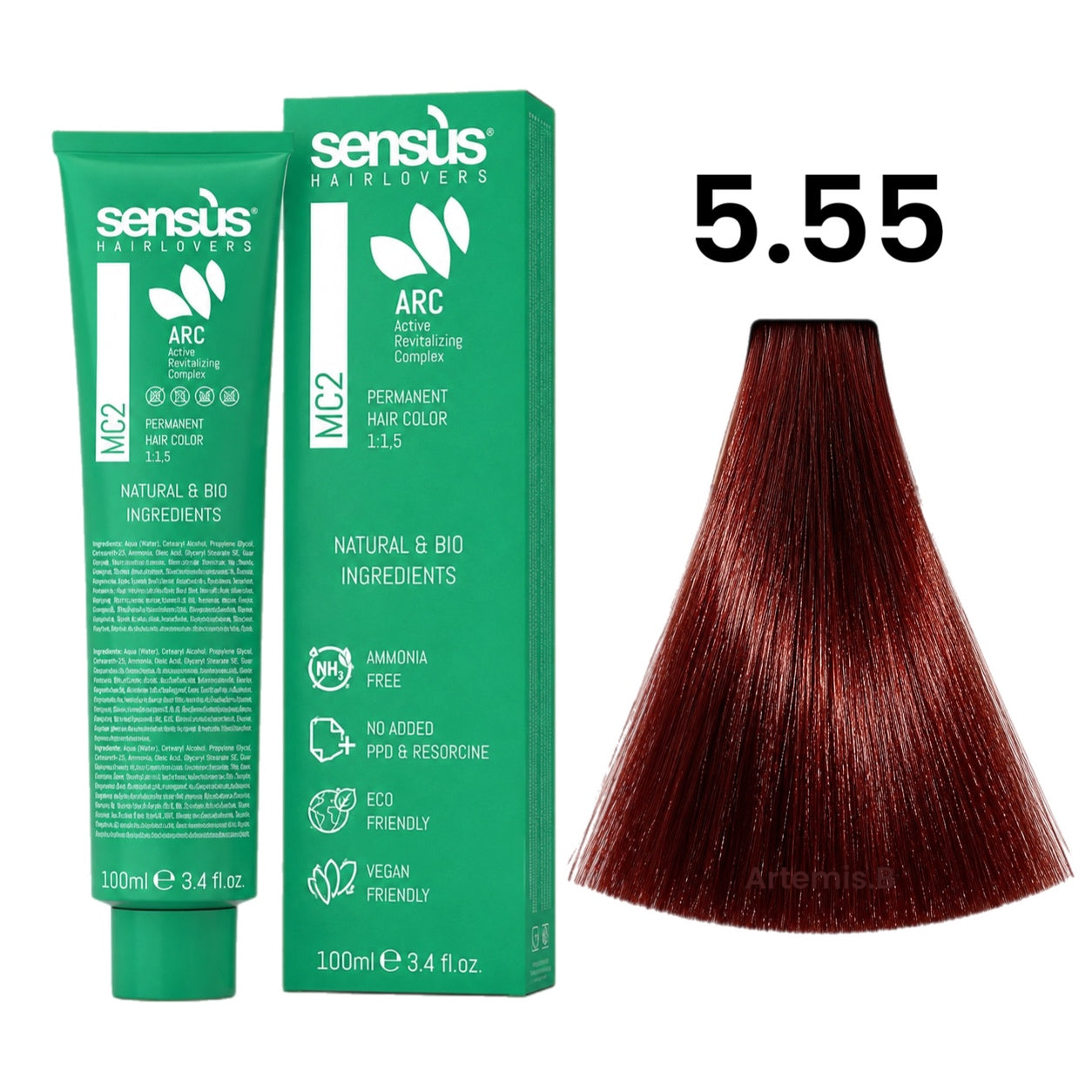 SENS.ÙS MC2 Ammonia Free Color 5.55 Light Intense Red Chestnut