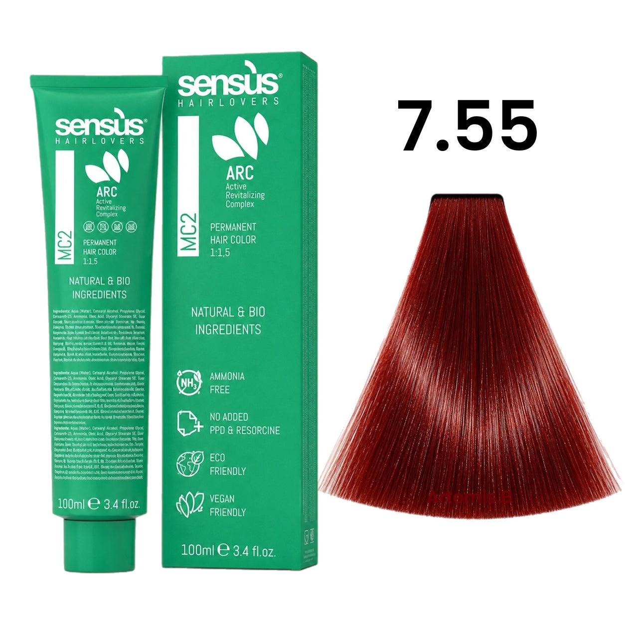 SENS.ÙS MC2 Ammonia Free Color 7.55 Medium Intense Red Blonde
