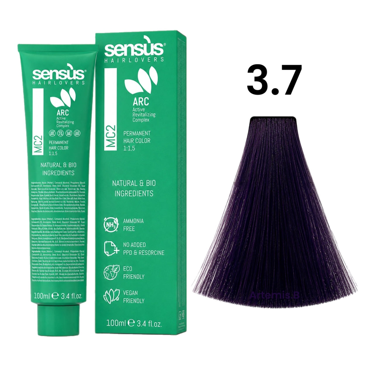 SENS.ÙS MC2 Ammonia Free Color 3.7 Dark Violet Chestnut