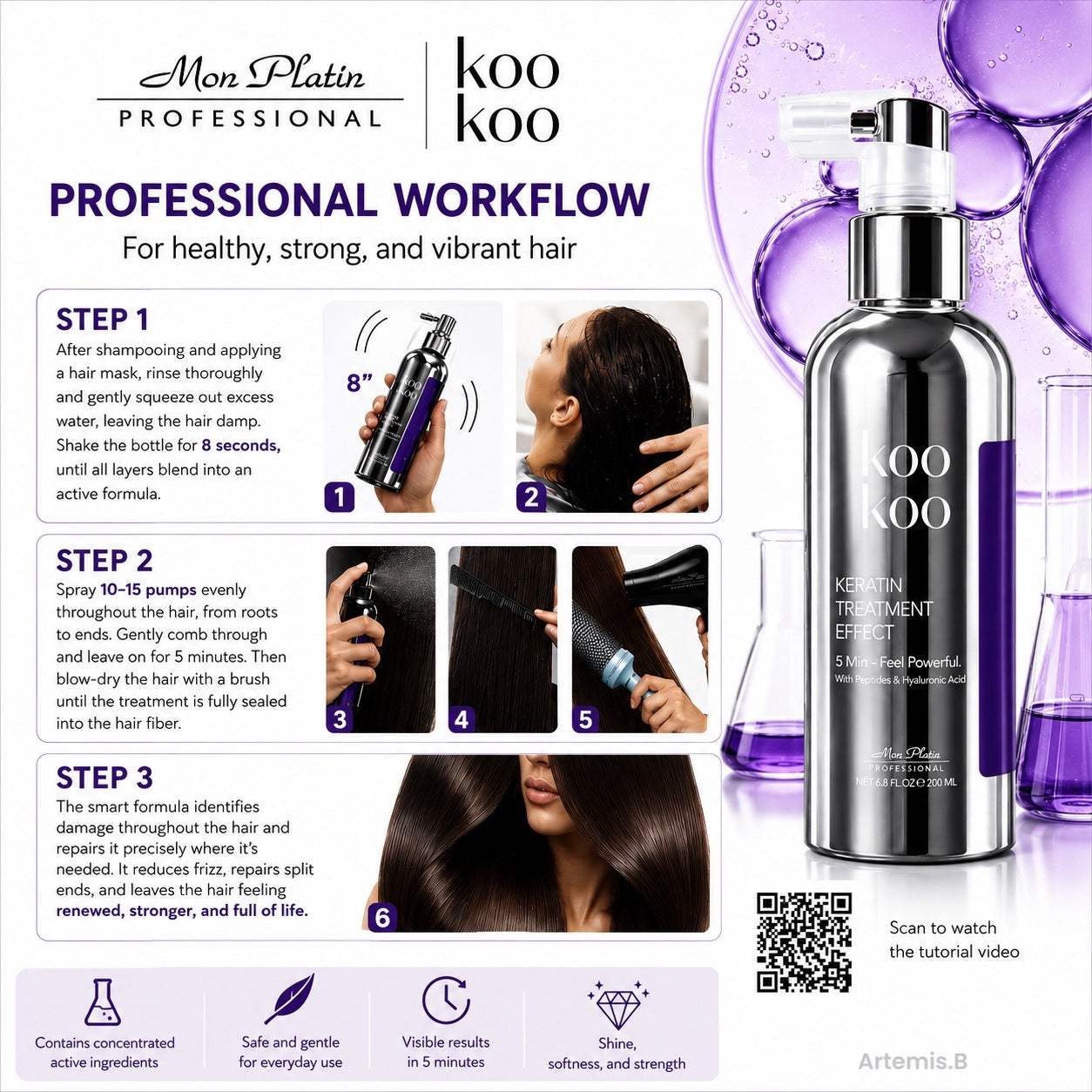 MON PLATIN Koo Koo Keratin Treatment Effect