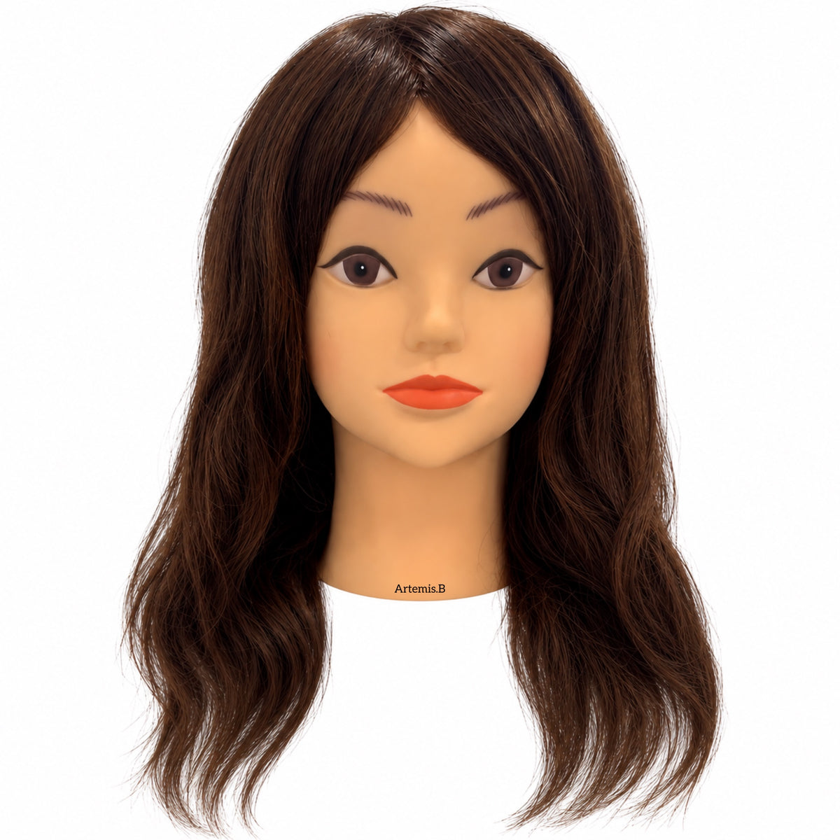 HONEY LOCKS Human Hair Training Mannequin Head 18" Medium Brown