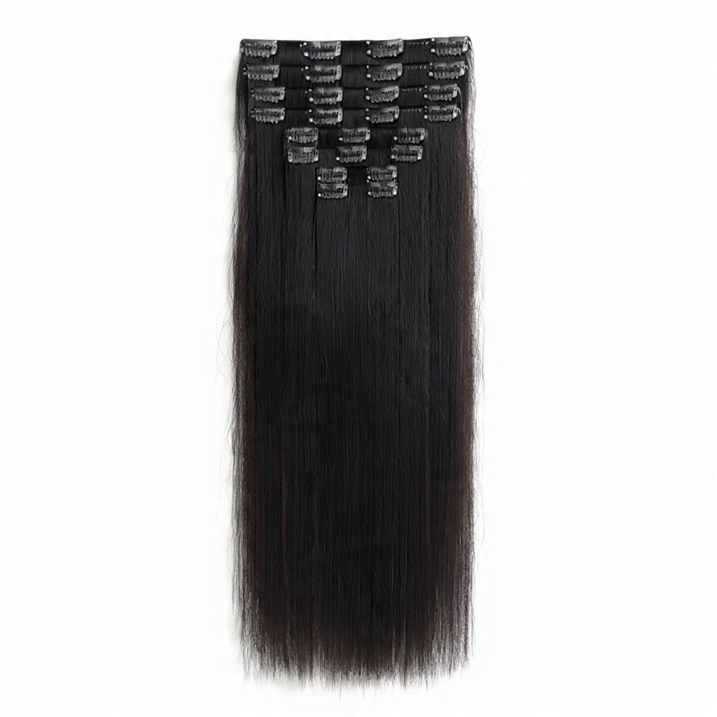 HONEY LOCKS 100% Remy Human Hair Clip-In Extensions 20"/ #1B Natural Black / 200g
