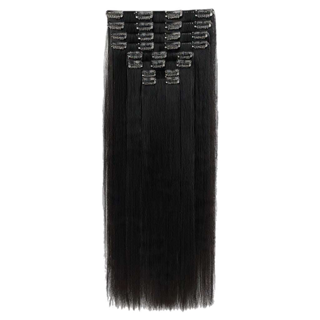 HONEY LOCKS 100% Remy Human Hair Clip-In Extensions 24"/ #1 Black / 200g