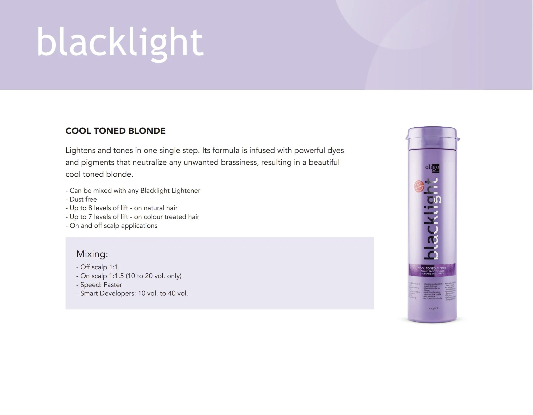 OLIGO Blacklight Cool Toned Blonde Lightener benefits
