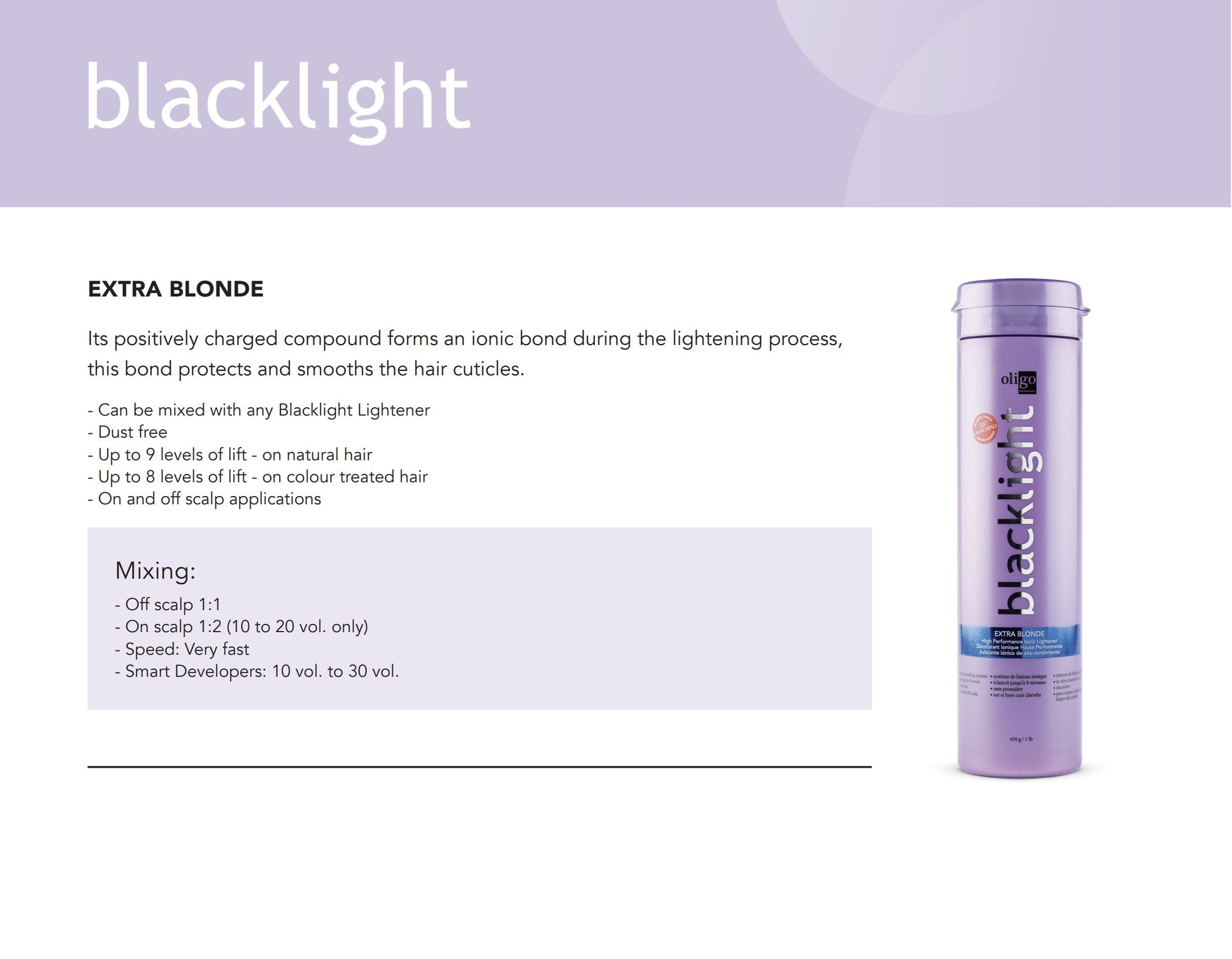 OLIGO Blacklight Extra Blonde Lightener benefits
