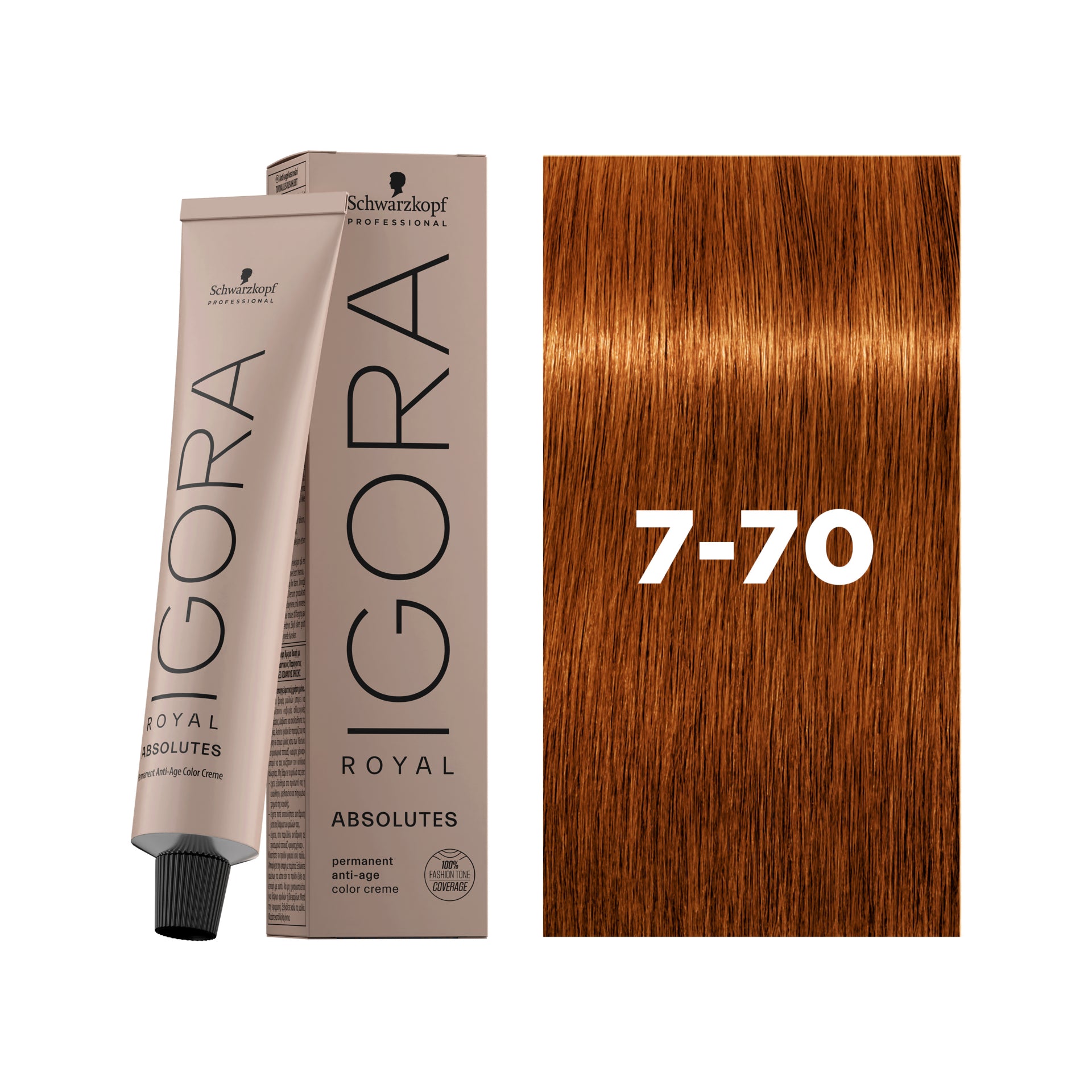 IGORA ROYAL ABSOLUTES Permanent Hair Color 7-70 Medium Blonde Copper Natural