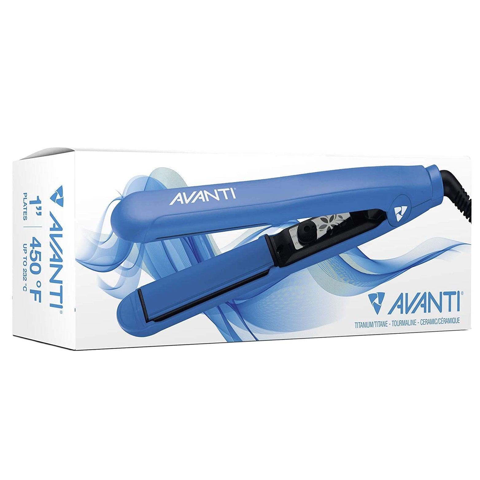 AVANTI Tourmaline Titanium & Ceramic Flat Iron 1" Blue