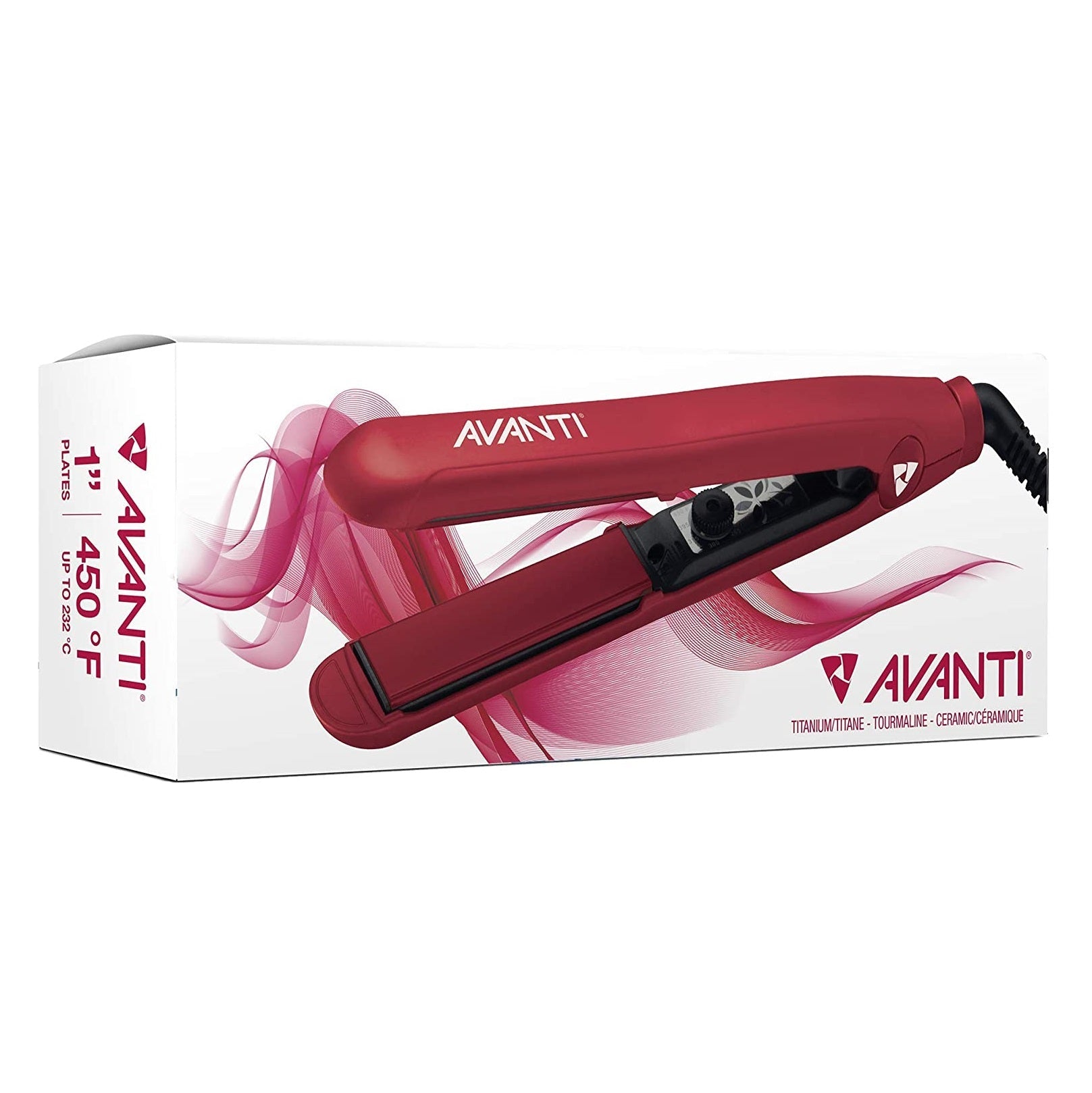 AVANTI Tourmaline Titanium & Ceramic Flat Iron 1" Red