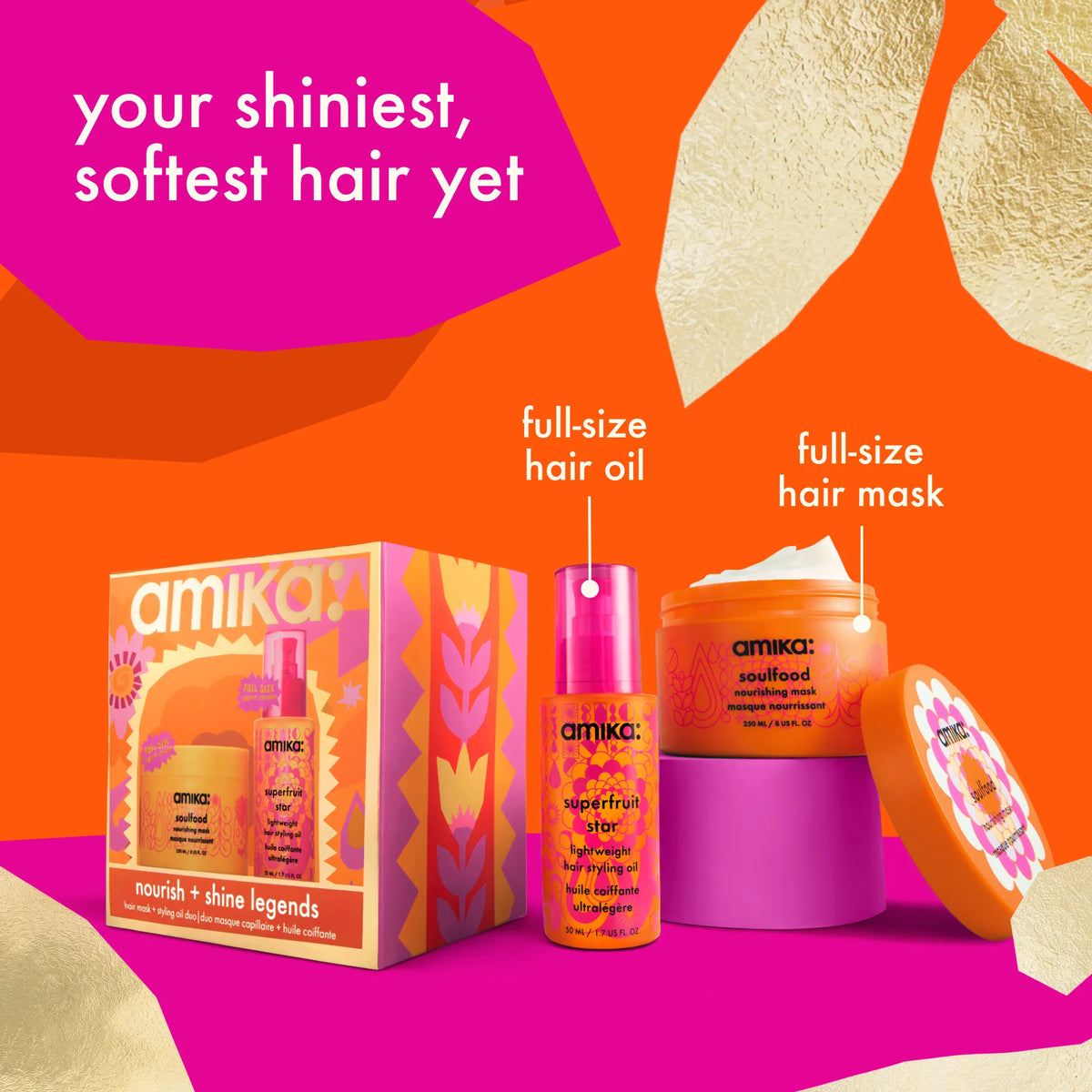 AMIKA Nourish + Shine Legends Hair Mask + Styling Oil Duo