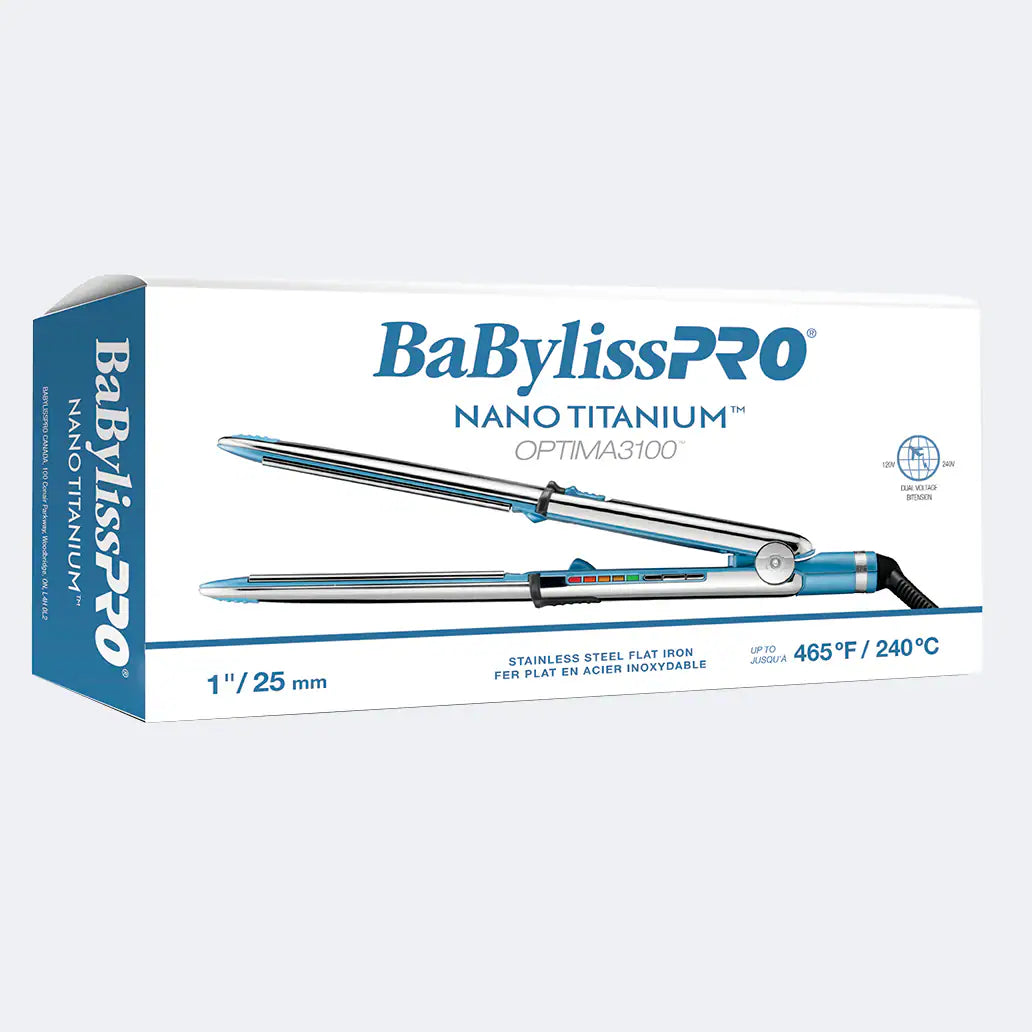 BaBylissPRO Nano Titanium Optima3100 Stainless Steel Flat Iron 1" /25 mm