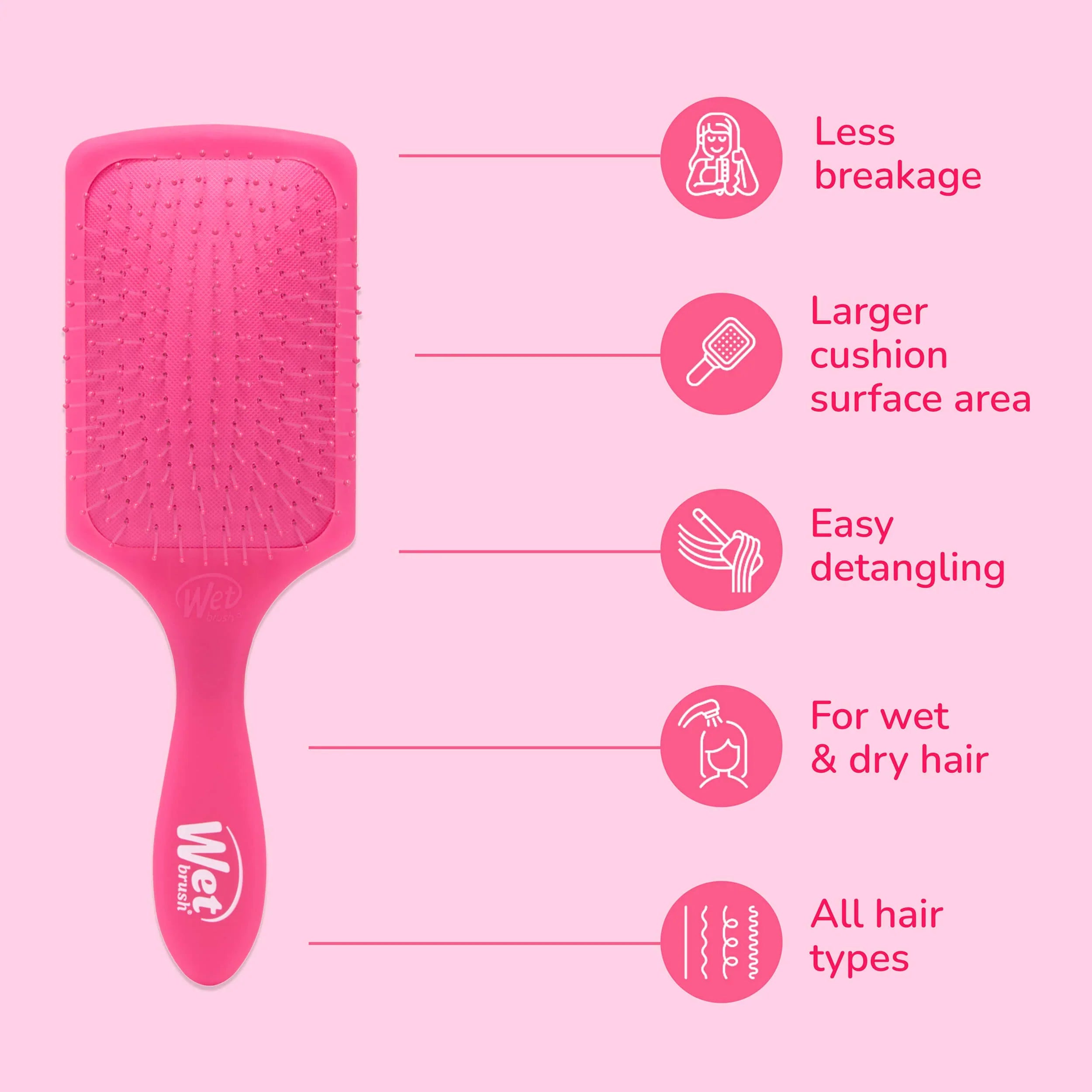 WET BRUSH PRO Paddle Detangler Brush Frost Pink
