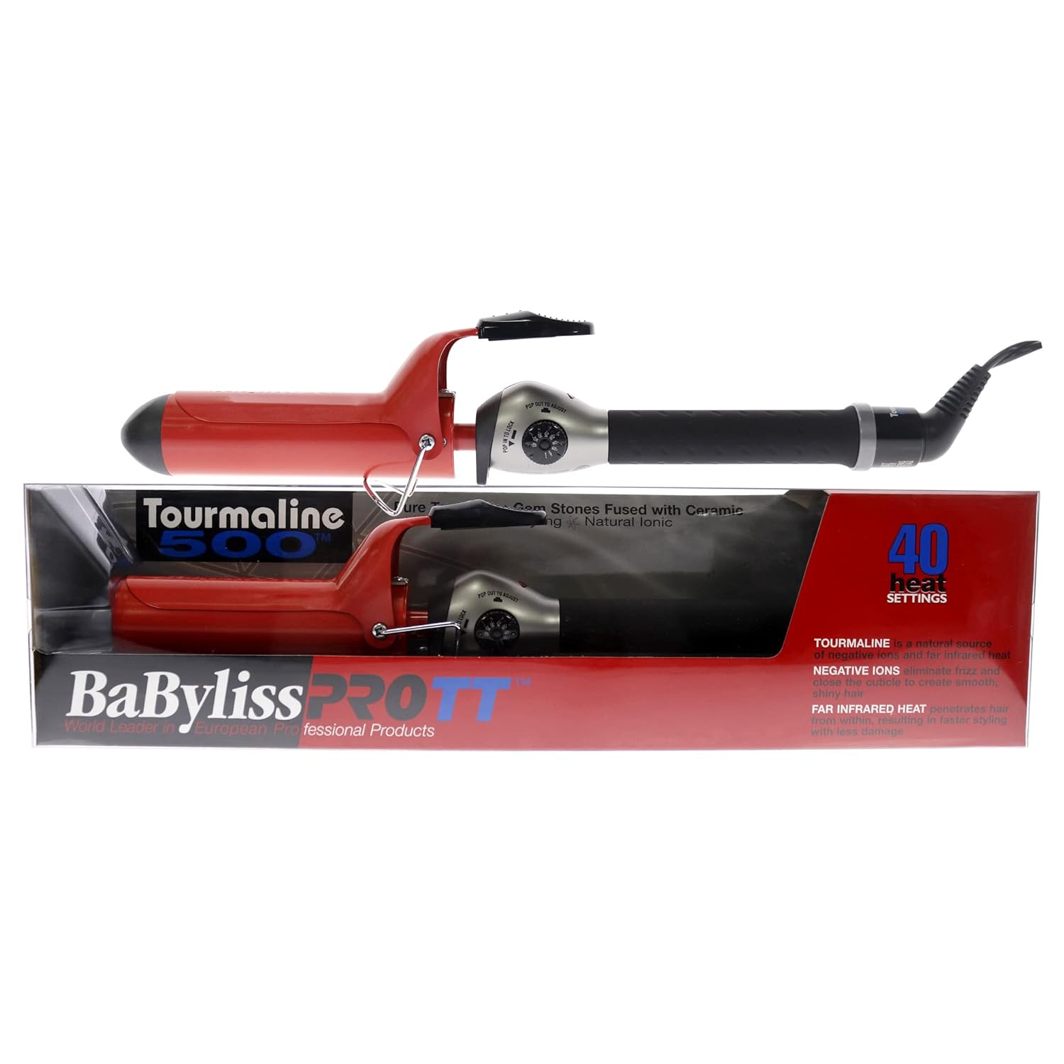 BaBylissPRO Tourmaline & Ceramic Curling Iron 1 ½” Red