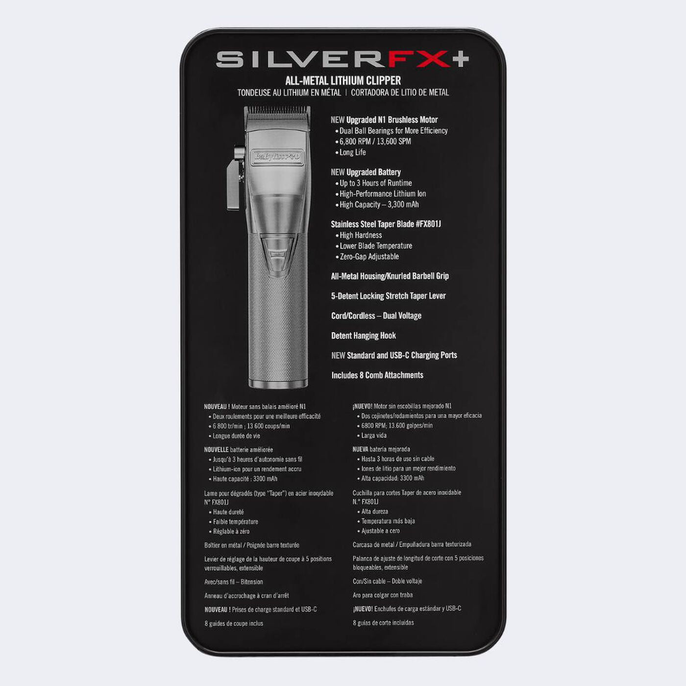 BaBylissPRO SilverFX+ All-Metal Lithium Clipper
