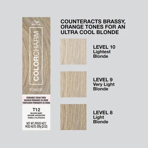 WELLA ColorCharm Permanent Cream Toner T12 Silver Mist