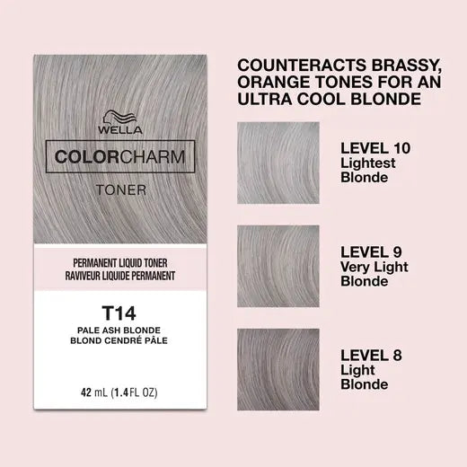 WELLA ColorCharm Permanent Liquid Toner T14 Pale Ash Blonde