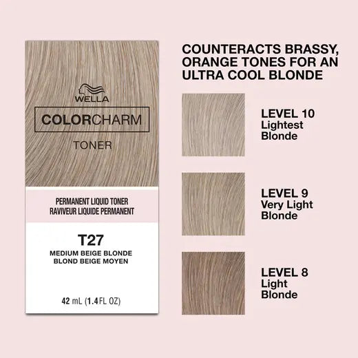 WELLA ColorCharm Permanent Liquid Toner T27 Medium Beige Blonde
