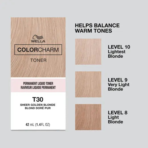WELLA ColorCharm Permanent Liquid Toner T30 Sheer Golden Blonde