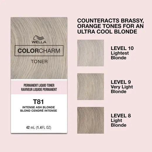 WELLA ColorCharm Permanent Liquid Toner T81 Intense Ash Blonde