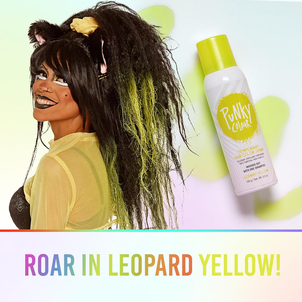 PUNKY COLOUR Temporary Hair Color Spray Leopard Yellow